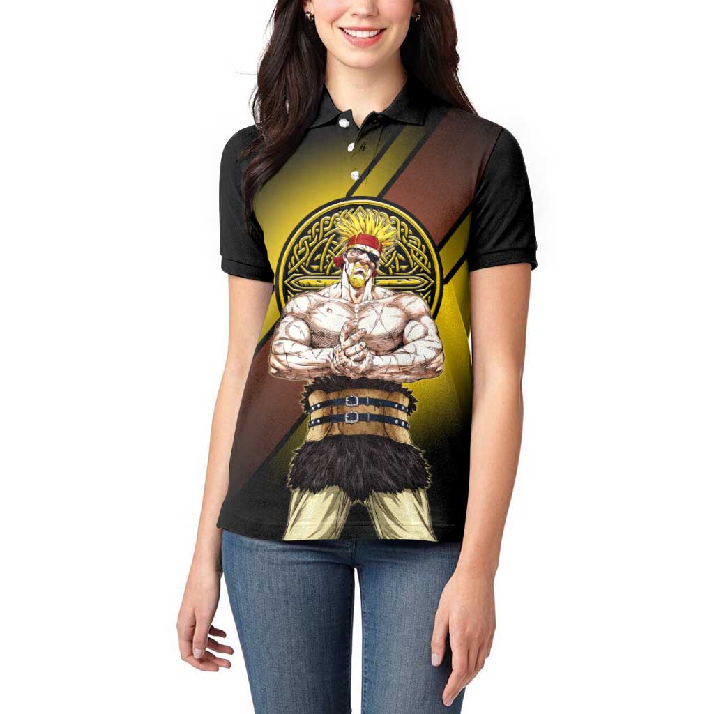 Thorkell Viking Berserker Women Polo Shirt Viking Manga Illustration Style