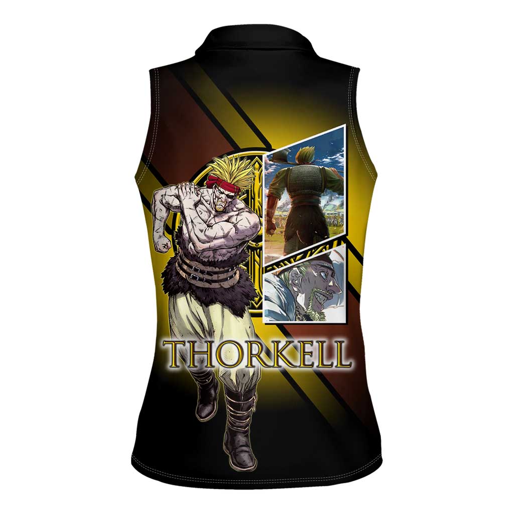 Thorkell Viking Berserker Women Sleeveless Polo Shirt Viking Manga Illustration Style