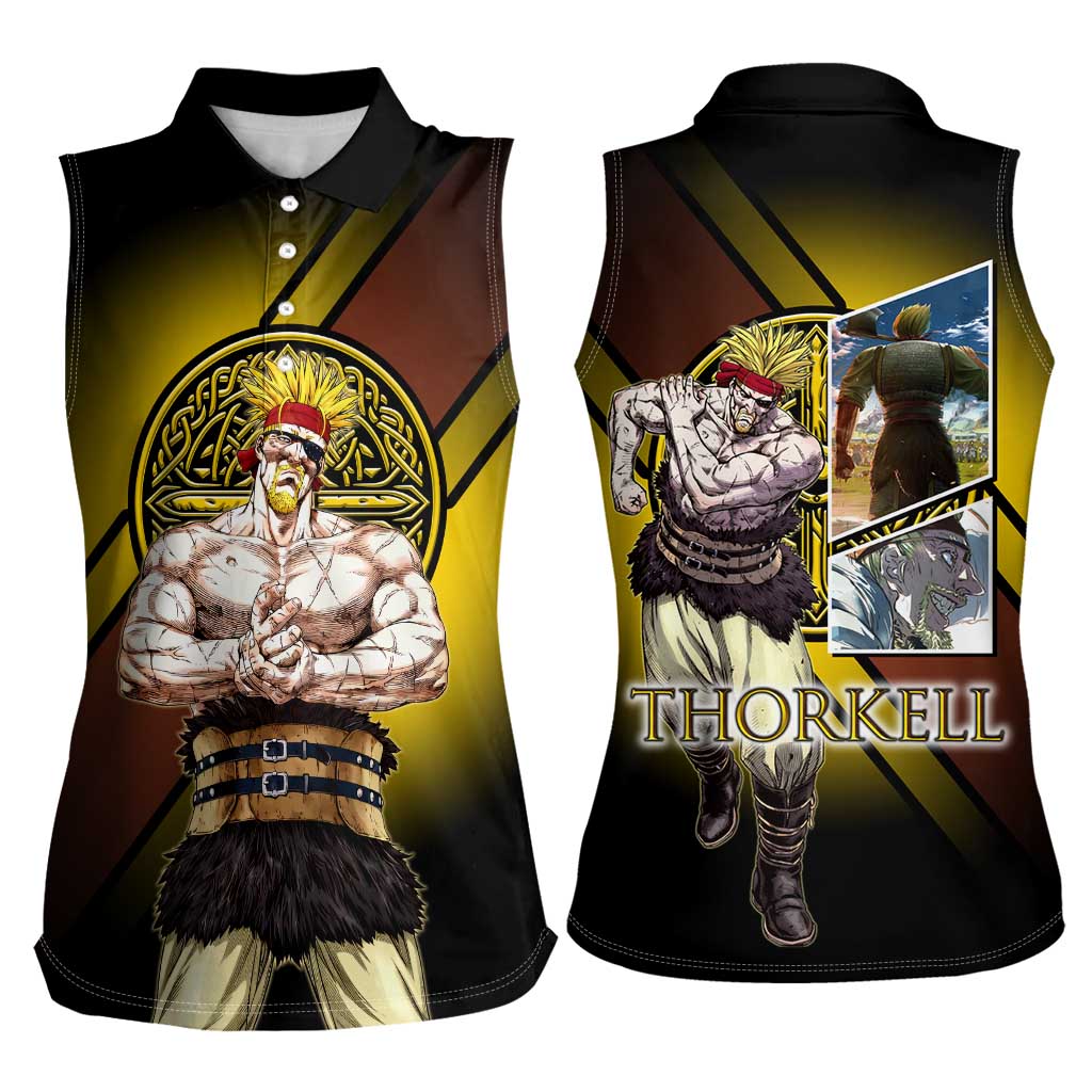 Thorkell Viking Berserker Women Sleeveless Polo Shirt Viking Manga Illustration Style