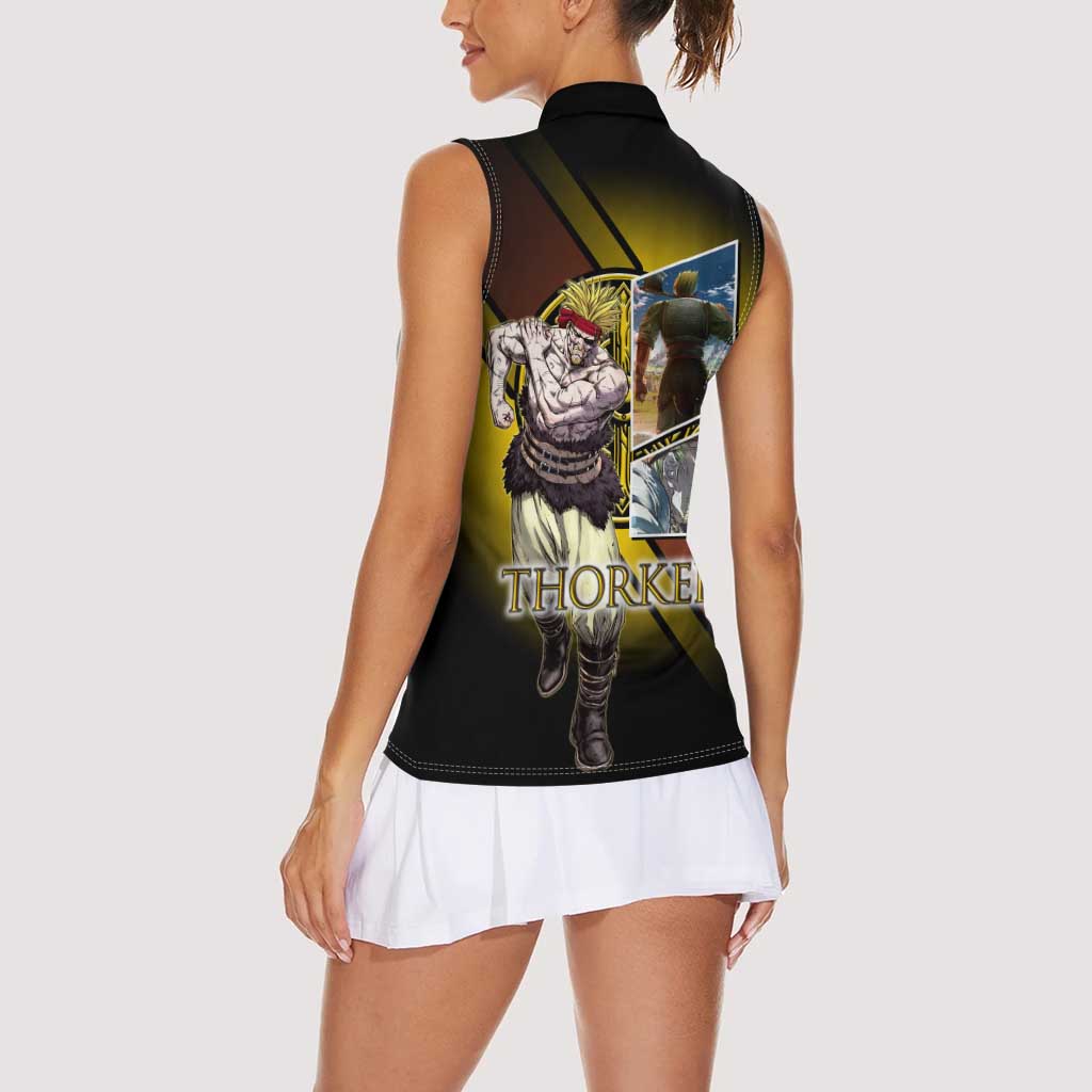 Thorkell Viking Berserker Women Sleeveless Polo Shirt Viking Manga Illustration Style
