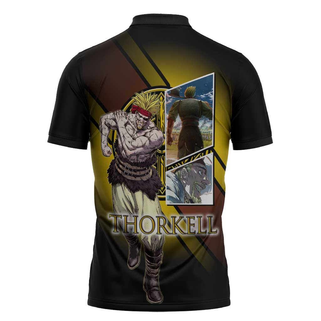 Thorkell Viking Berserker Zipper Polo Shirt Viking Manga Illustration Style