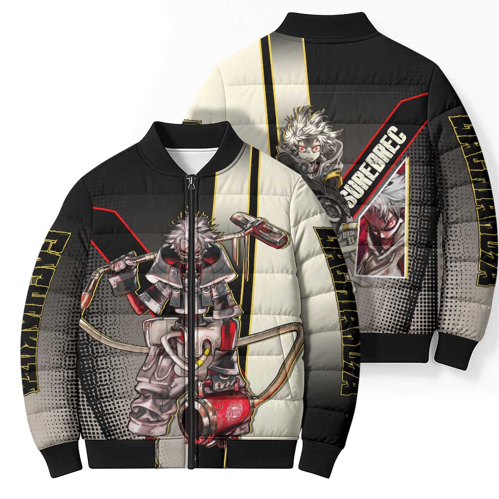 Rudo Surebrec Bomber Puffer Jacket Grunge Manga Illustration Style