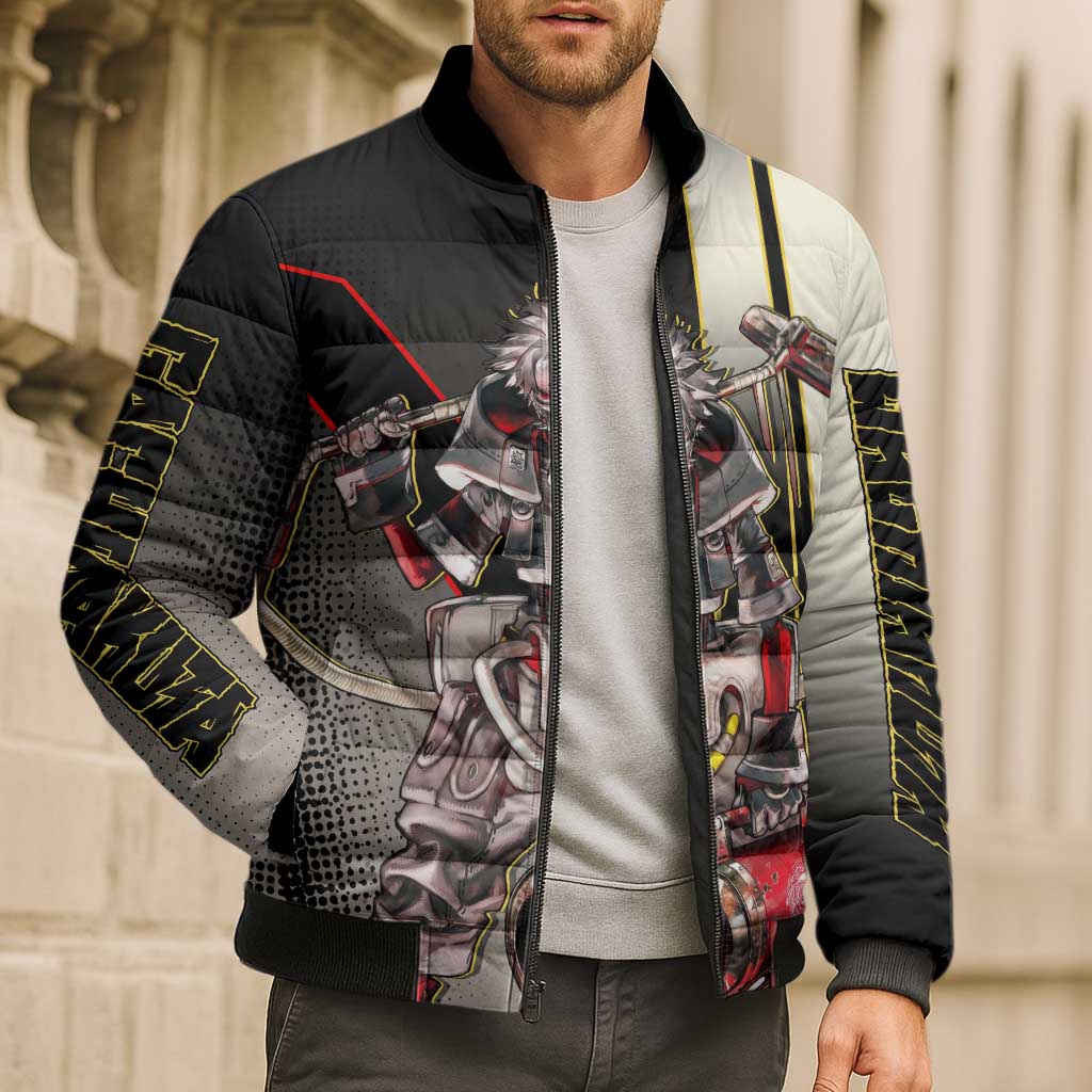 Rudo Surebrec Bomber Puffer Jacket Grunge Manga Illustration Style