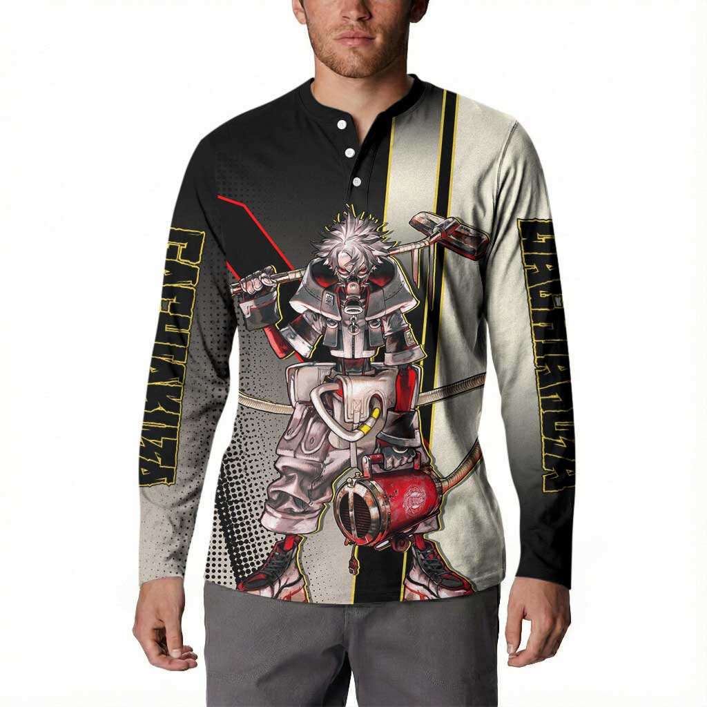 Rudo Surebrec Button Sweatshirt Grunge Manga Illustration Style