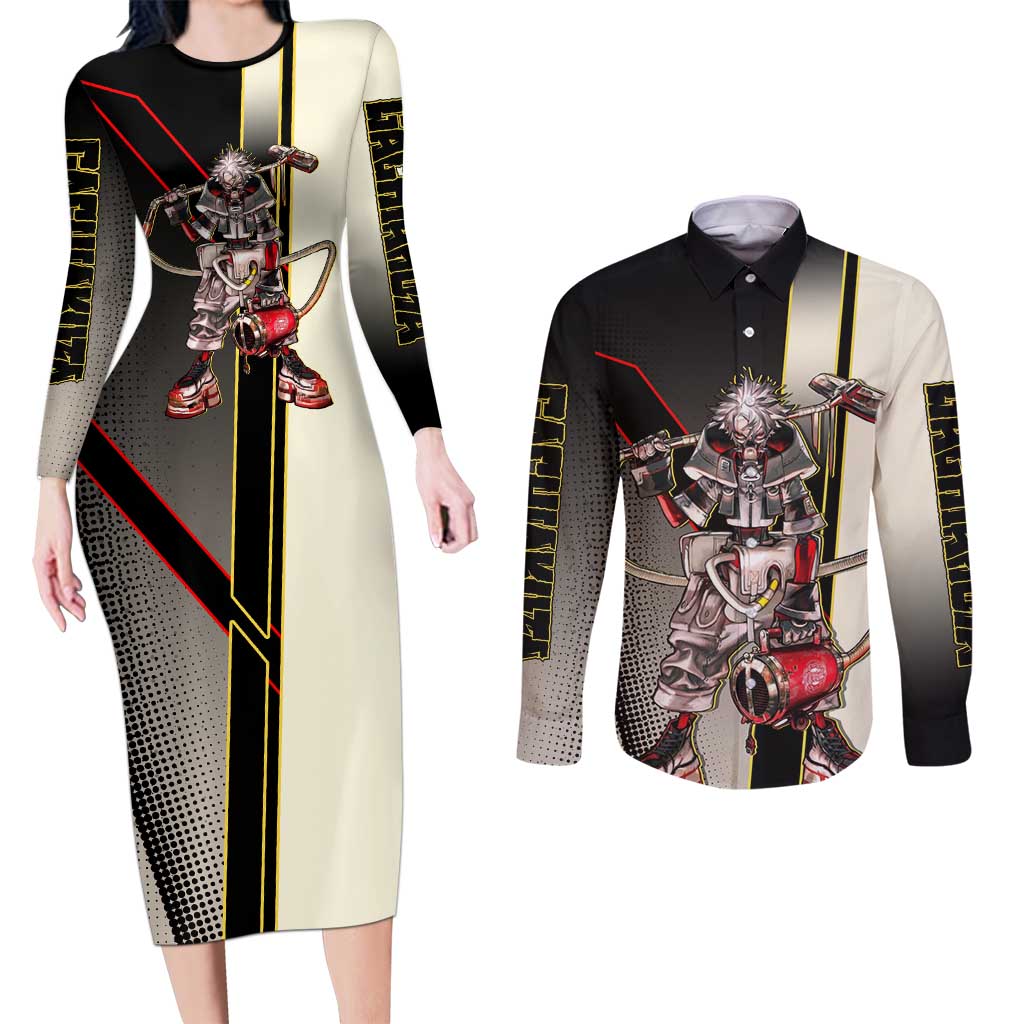 Rudo Surebrec Couples Matching Long Sleeve Bodycon Dress and Long Sleeve Button Shirt Grunge Manga Illustration Style