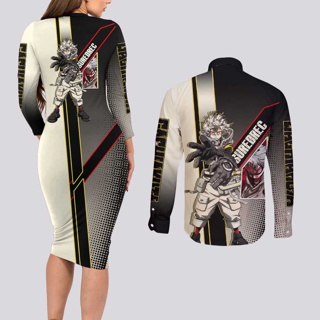 Rudo Surebrec Couples Matching Long Sleeve Bodycon Dress and Long Sleeve Button Shirt Grunge Manga Illustration Style