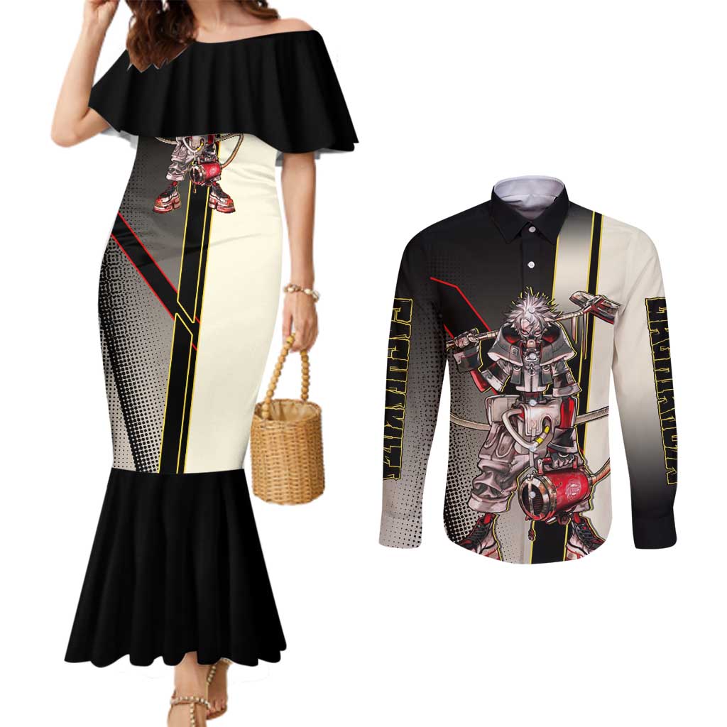 Rudo Surebrec Couples Matching Mermaid Dress and Long Sleeve Button Shirt Grunge Manga Illustration Style