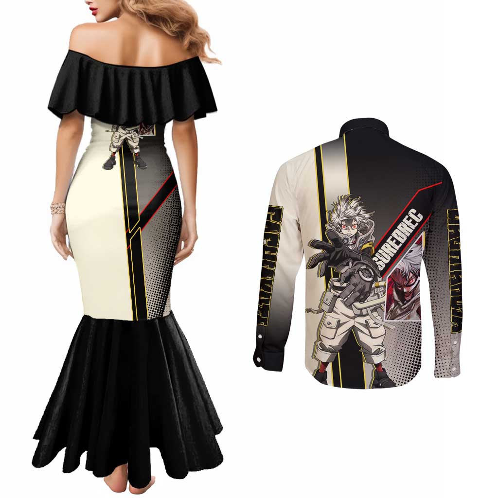 Rudo Surebrec Couples Matching Mermaid Dress and Long Sleeve Button Shirt Grunge Manga Illustration Style