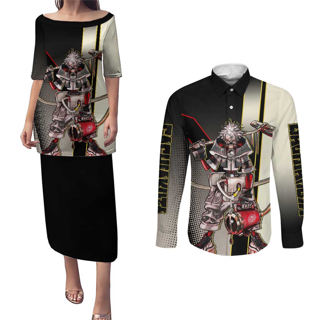 Rudo Surebrec Couples Matching Puletasi and Long Sleeve Button Shirt Grunge Manga Illustration Style
