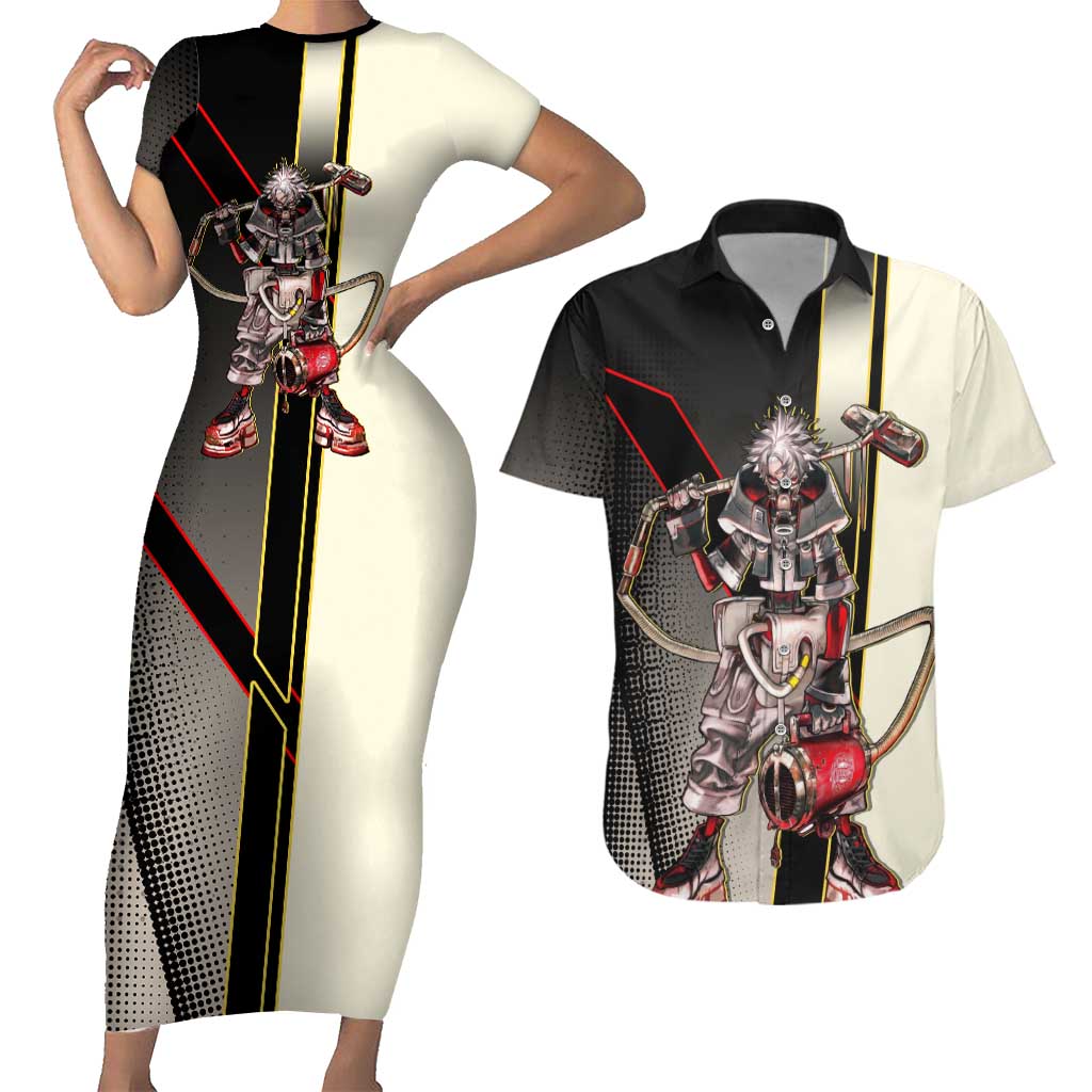 Rudo Surebrec Couples Matching Short Sleeve Bodycon Dress and Hawaiian Shirt Grunge Manga Illustration Style