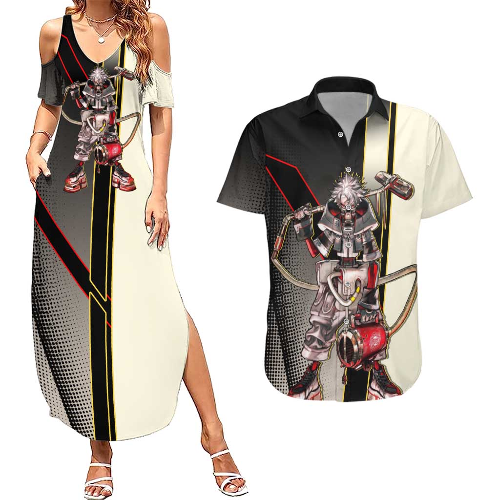 Rudo Surebrec Couples Matching Summer Maxi Dress and Hawaiian Shirt Grunge Manga Illustration Style