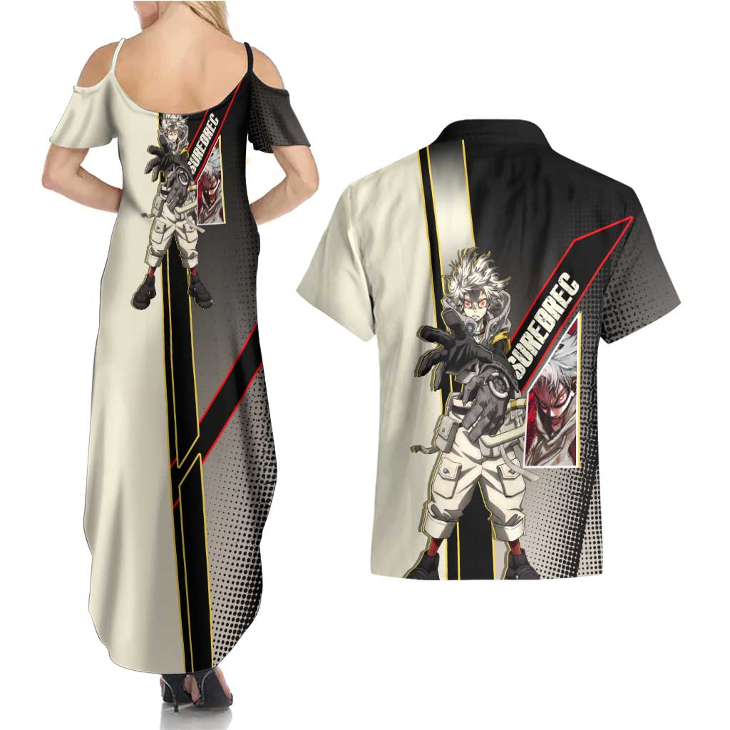 Rudo Surebrec Couples Matching Summer Maxi Dress and Hawaiian Shirt Grunge Manga Illustration Style