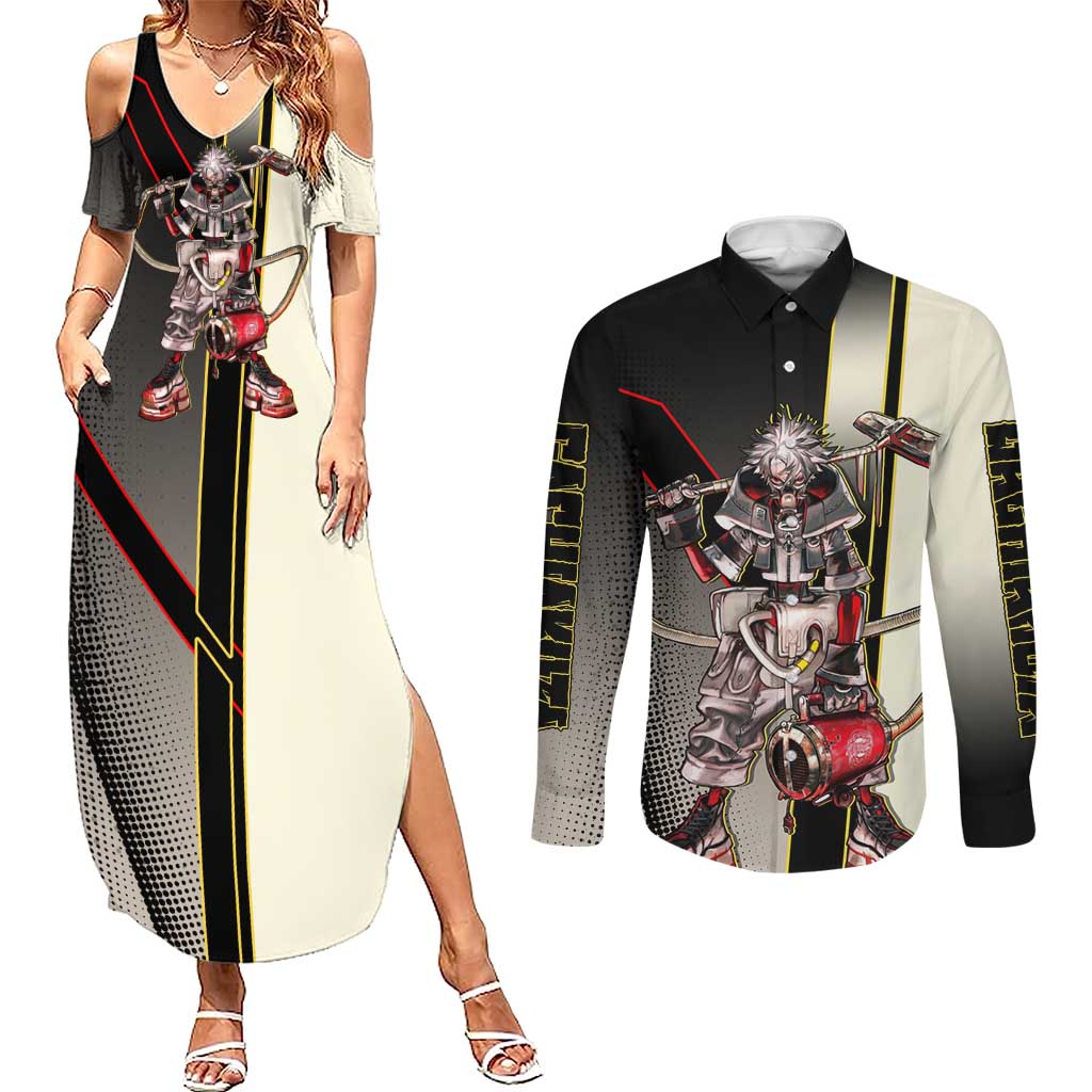 Rudo Surebrec Couples Matching Summer Maxi Dress and Long Sleeve Button Shirt Grunge Manga Illustration Style