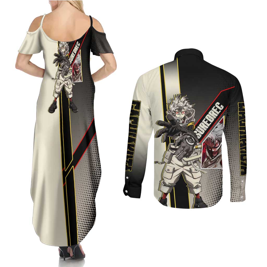 Rudo Surebrec Couples Matching Summer Maxi Dress and Long Sleeve Button Shirt Grunge Manga Illustration Style