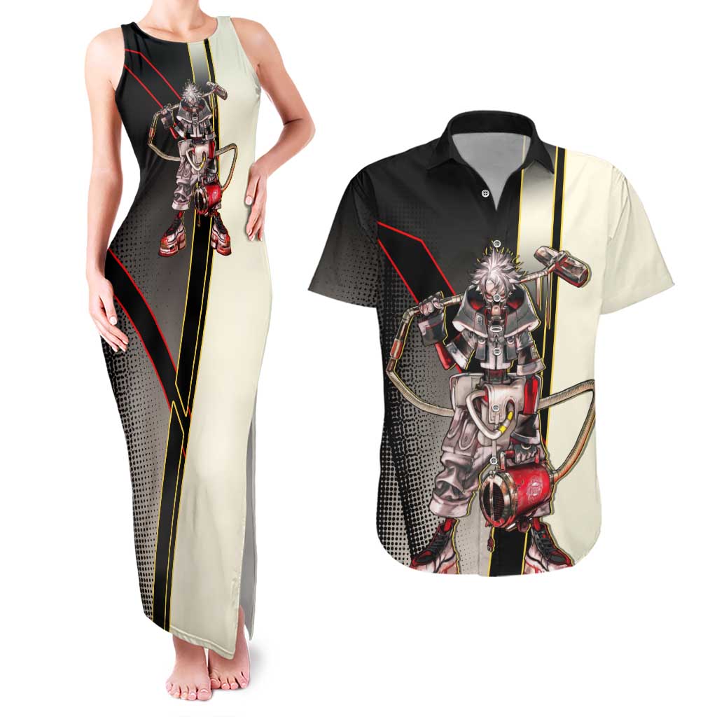 Rudo Surebrec Couples Matching Tank Maxi Dress and Hawaiian Shirt Grunge Manga Illustration Style