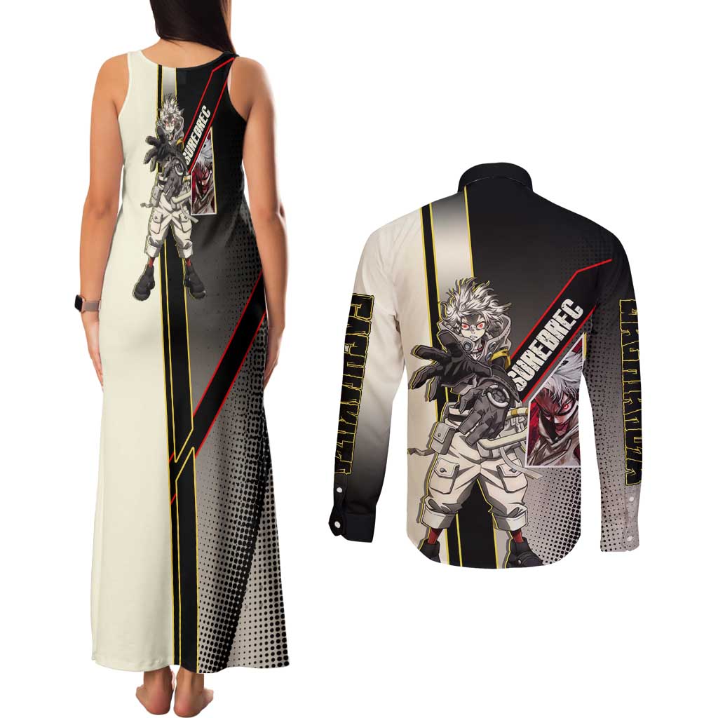 Rudo Surebrec Couples Matching Tank Maxi Dress and Long Sleeve Button Shirt Grunge Manga Illustration Style