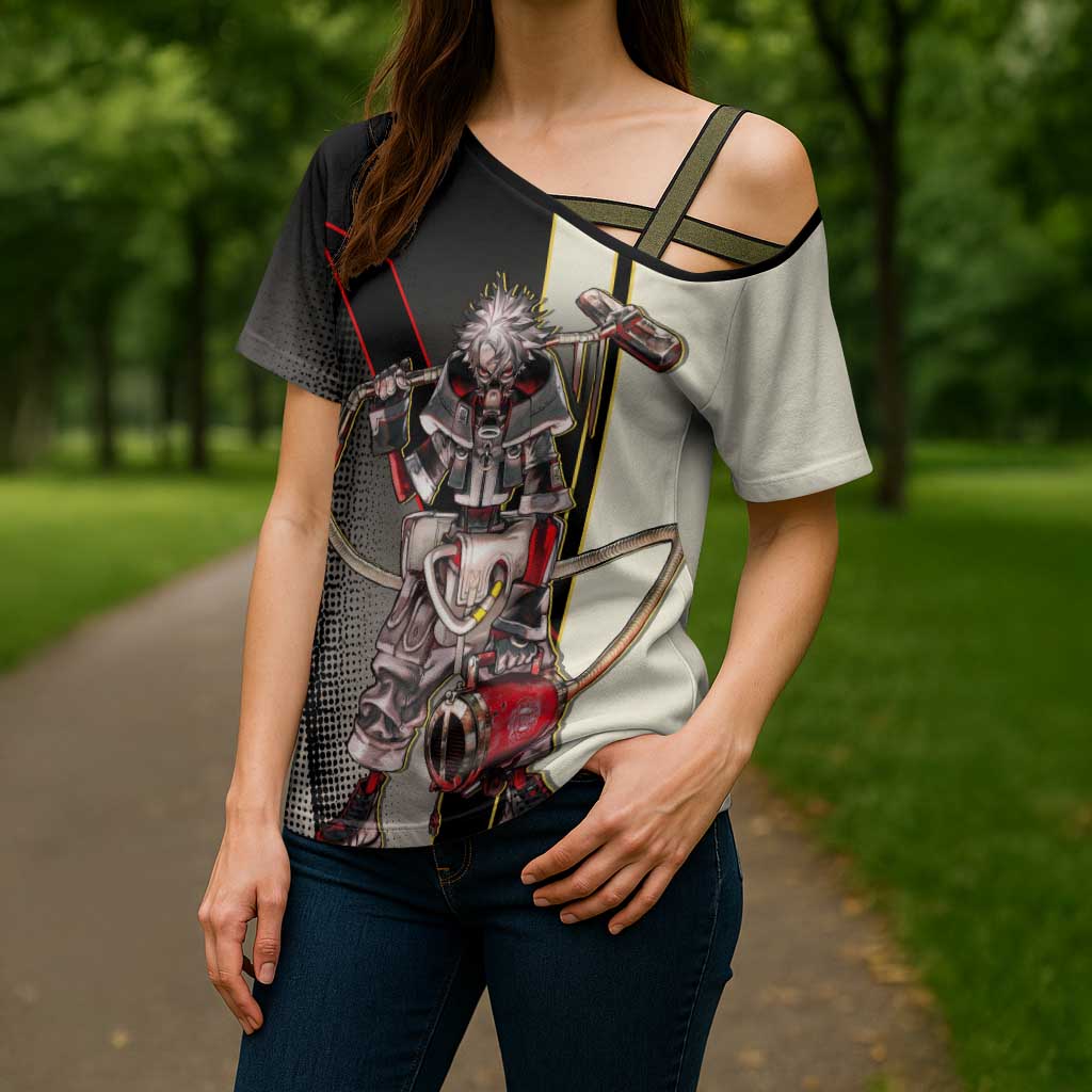 Rudo Surebrec Cross Shoulder Shirt Grunge Manga Illustration Style