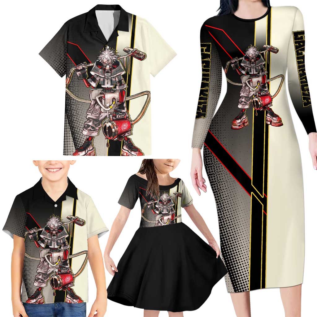 Rudo Surebrec Family Matching Long Sleeve Bodycon Dress and Hawaiian Shirt Grunge Manga Illustration Style