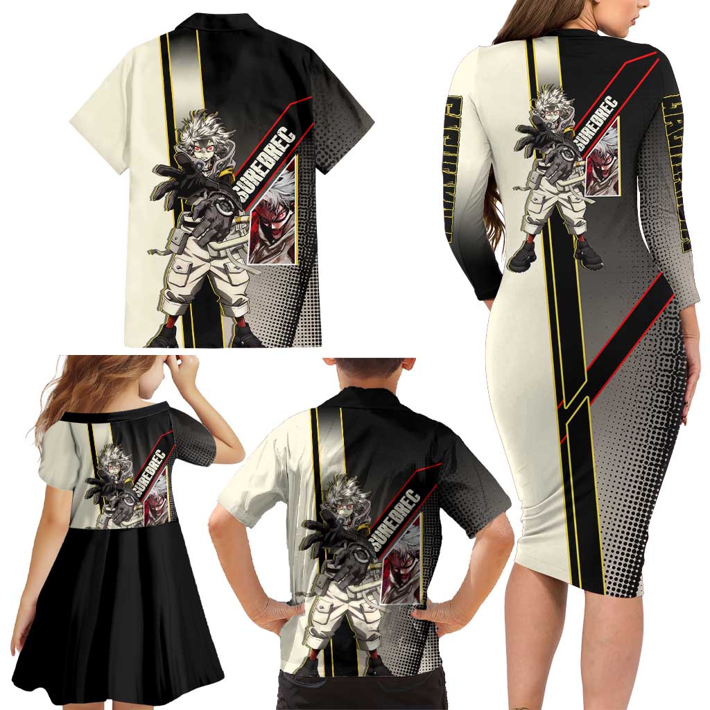 Rudo Surebrec Family Matching Long Sleeve Bodycon Dress and Hawaiian Shirt Grunge Manga Illustration Style