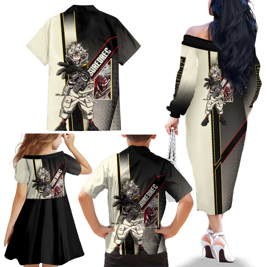 Rudo Surebrec Family Matching Off The Shoulder Long Sleeve Dress and Hawaiian Shirt Grunge Manga Illustration Style