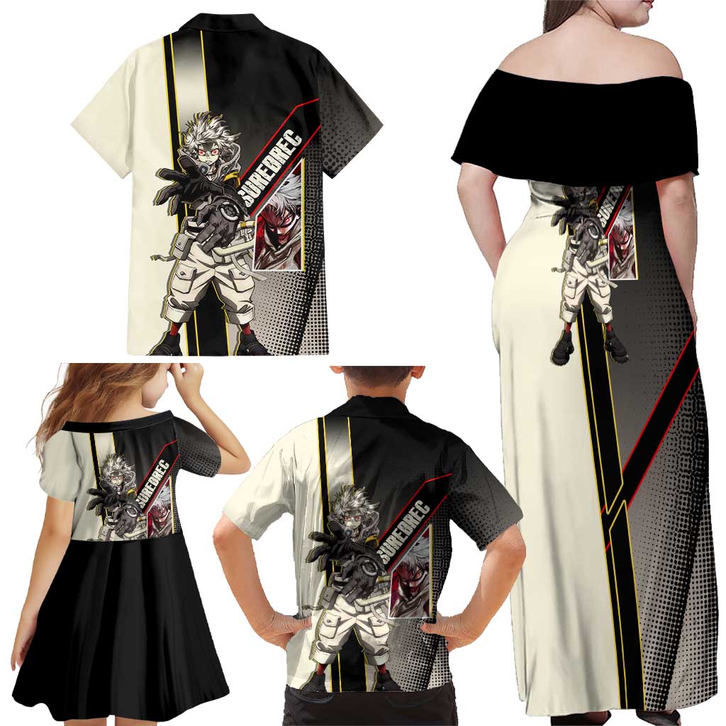 Rudo Surebrec Family Matching Off Shoulder Maxi Dress and Hawaiian Shirt Grunge Manga Illustration Style