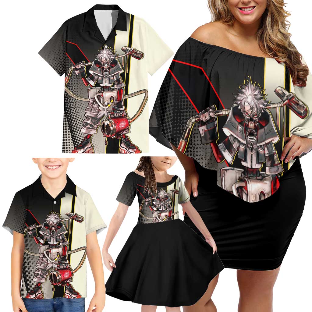 Rudo Surebrec Family Matching Off Shoulder Short Dress and Hawaiian Shirt Grunge Manga Illustration Style