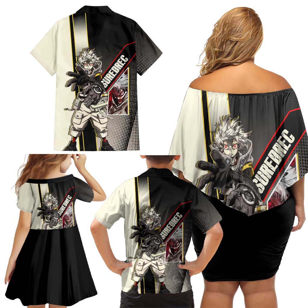 Rudo Surebrec Family Matching Off Shoulder Short Dress and Hawaiian Shirt Grunge Manga Illustration Style