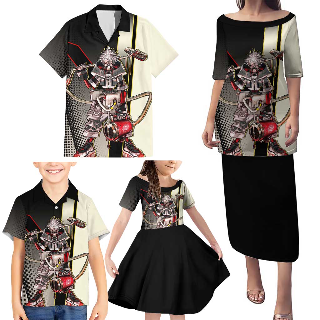 Rudo Surebrec Family Matching Puletasi and Hawaiian Shirt Grunge Manga Illustration Style