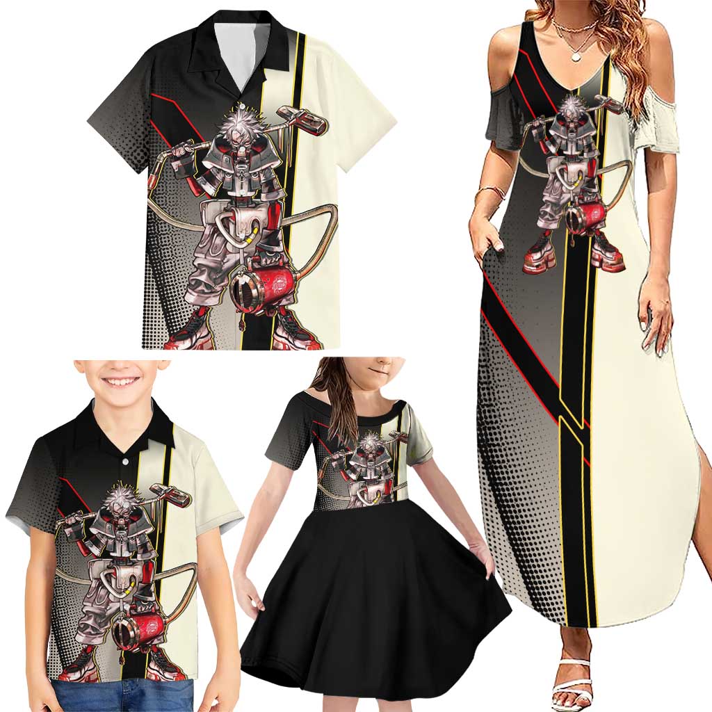 Rudo Surebrec Family Matching Summer Maxi Dress and Hawaiian Shirt Grunge Manga Illustration Style