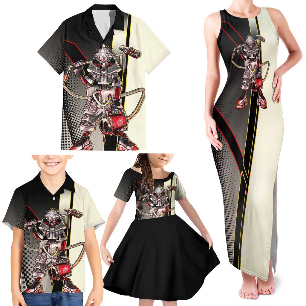 Rudo Surebrec Family Matching Tank Maxi Dress and Hawaiian Shirt Grunge Manga Illustration Style