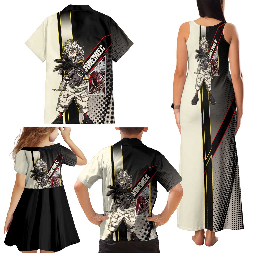 Rudo Surebrec Family Matching Tank Maxi Dress and Hawaiian Shirt Grunge Manga Illustration Style