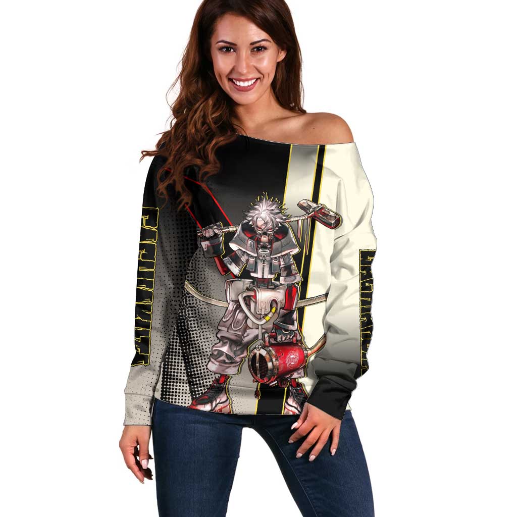 Rudo Surebrec Off Shoulder Sweater Grunge Manga Illustration Style