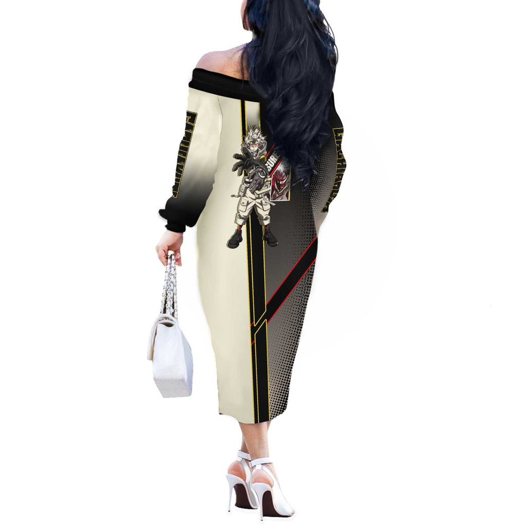 Rudo Surebrec Off The Shoulder Long Sleeve Dress Grunge Manga Illustration Style