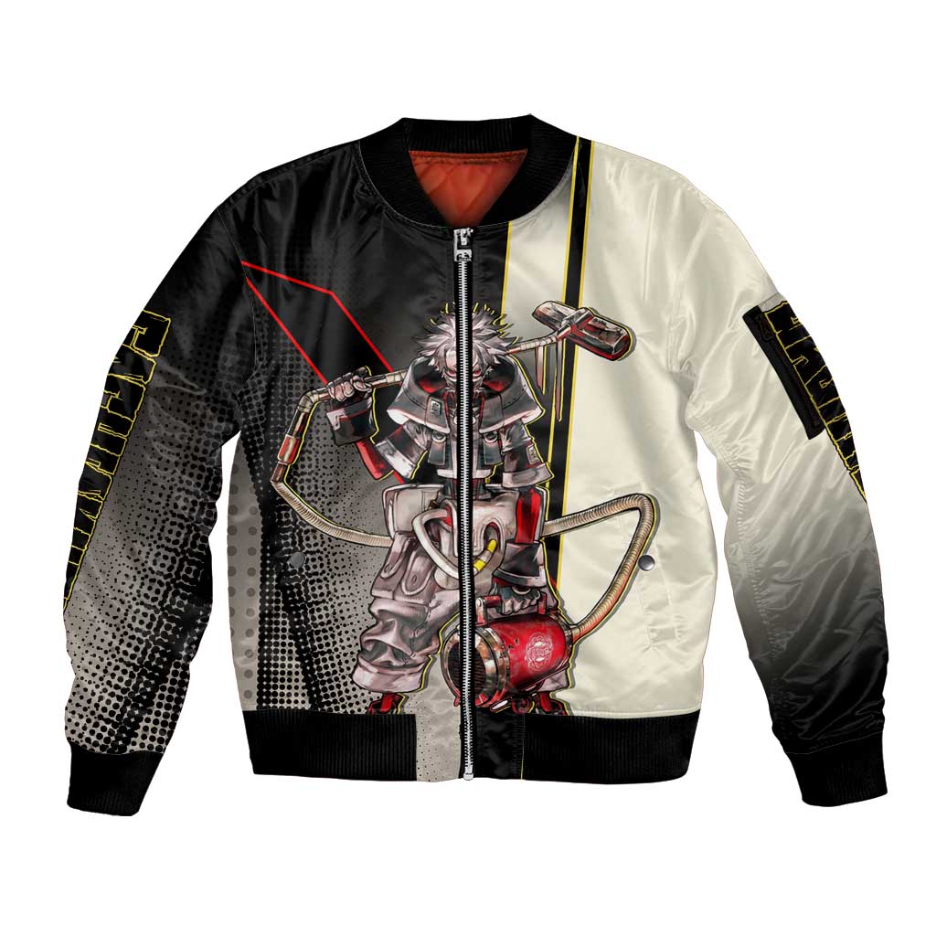 Rudo Surebrec Sleeve Zip Bomber Jacket Grunge Manga Illustration Style