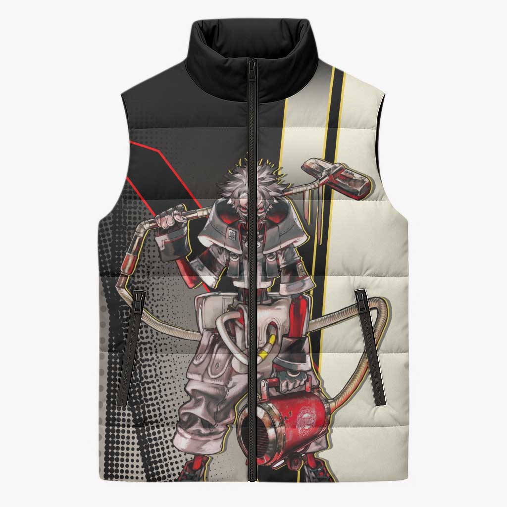 Rudo Surebrec Sleeveless Puffer Jacket Grunge Manga Illustration Style