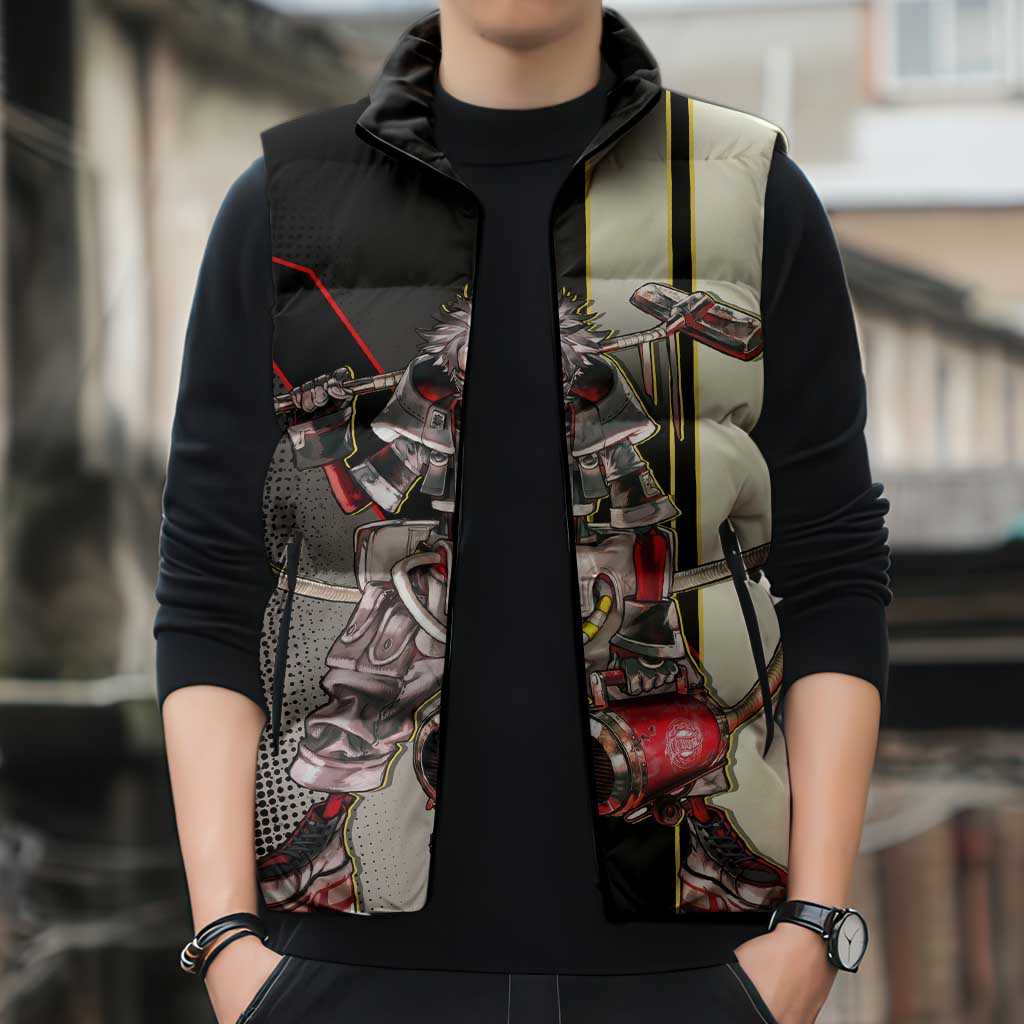 Rudo Surebrec Sleeveless Puffer Jacket Grunge Manga Illustration Style