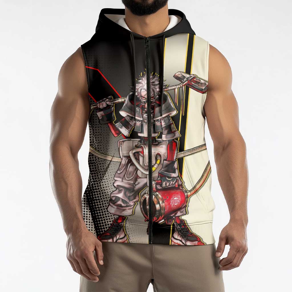 Rudo Surebrec Sleeveless Zip Hoodie Grunge Manga Illustration Style