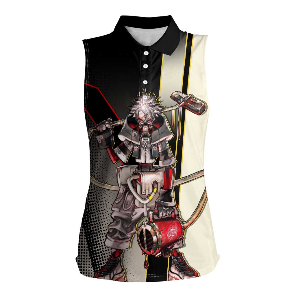 Rudo Surebrec Women Sleeveless Polo Shirt Grunge Manga Illustration Style