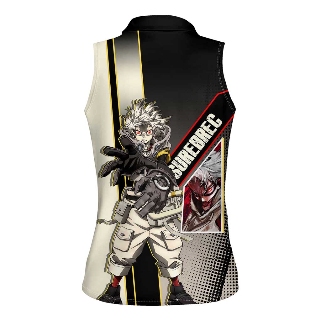 Rudo Surebrec Women Sleeveless Polo Shirt Grunge Manga Illustration Style