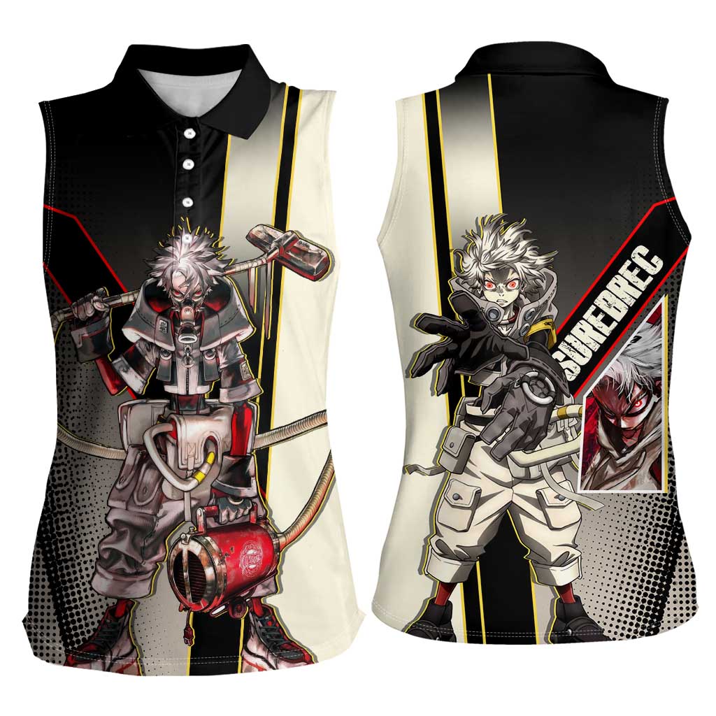 Rudo Surebrec Women Sleeveless Polo Shirt Grunge Manga Illustration Style