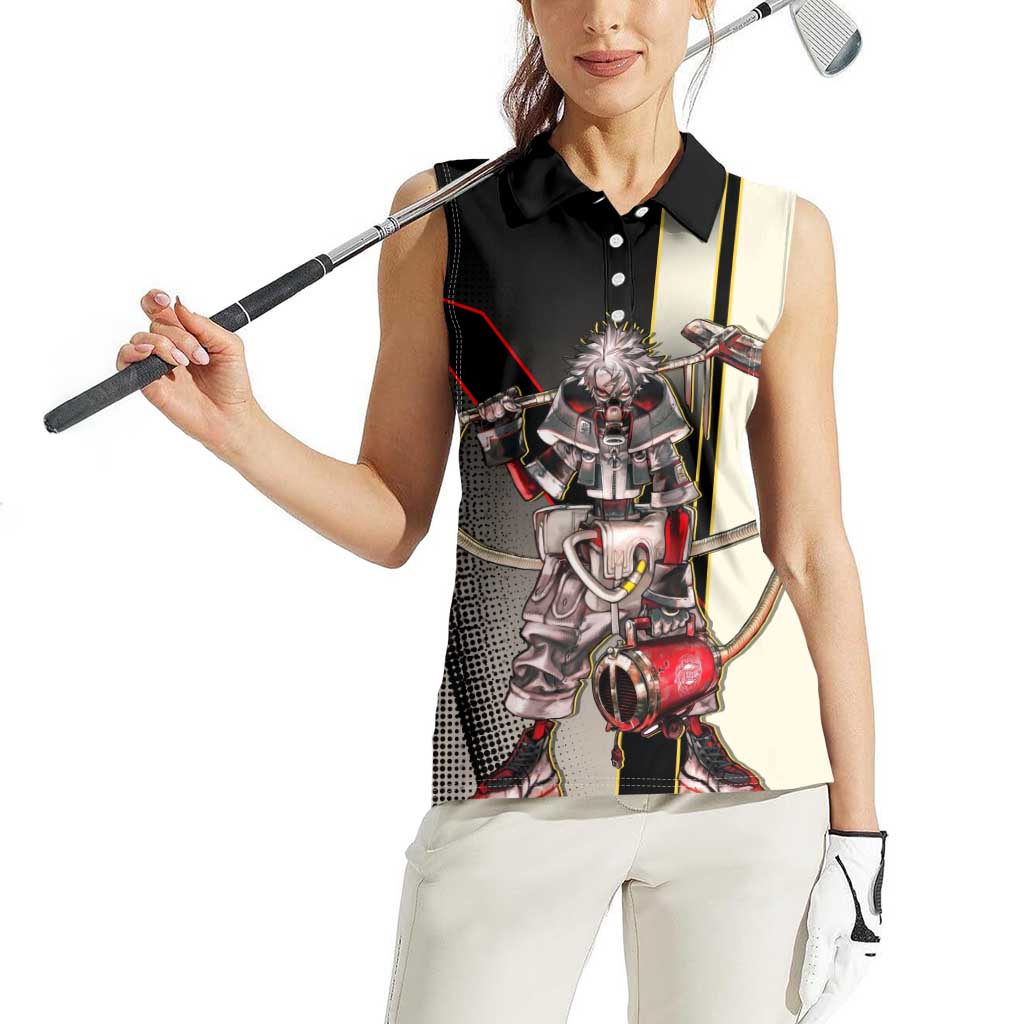 Rudo Surebrec Women Sleeveless Polo Shirt Grunge Manga Illustration Style