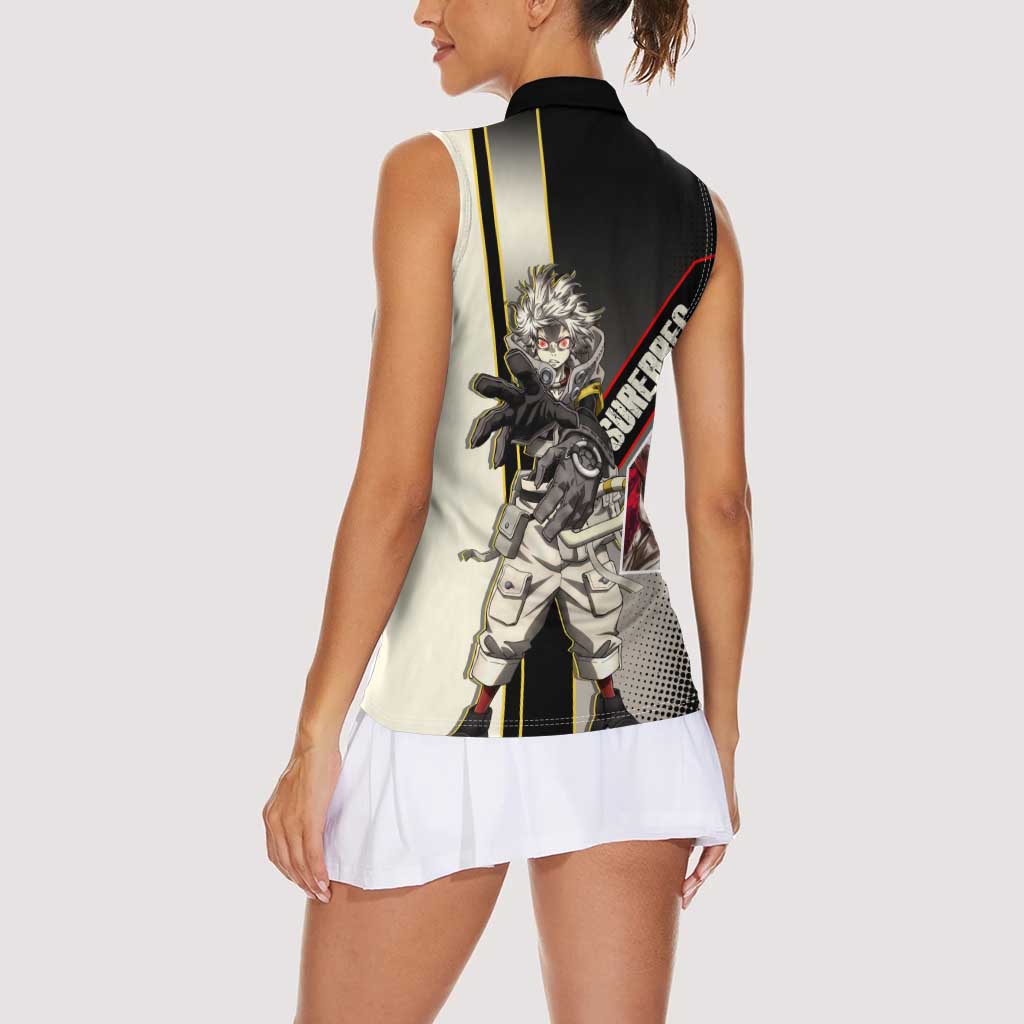 Rudo Surebrec Women Sleeveless Polo Shirt Grunge Manga Illustration Style