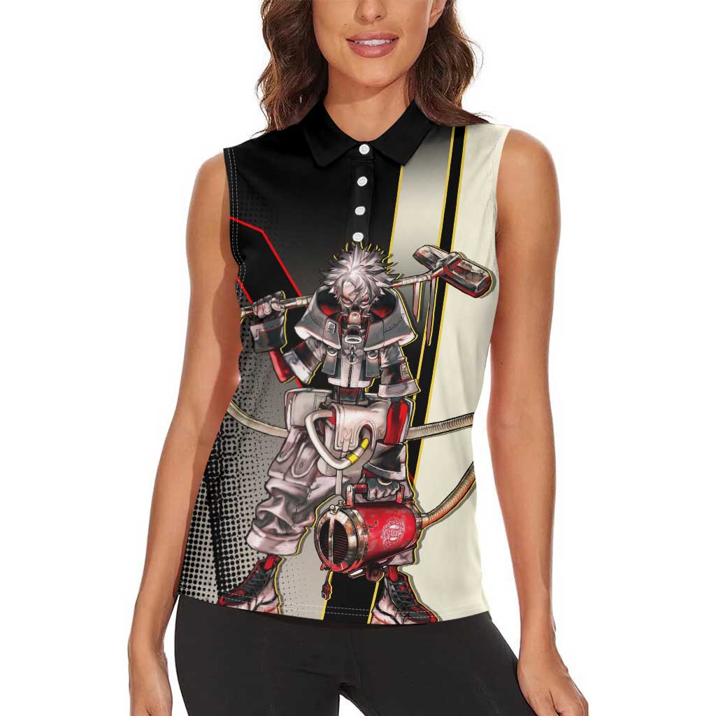 Rudo Surebrec Women Sleeveless Polo Shirt Grunge Manga Illustration Style