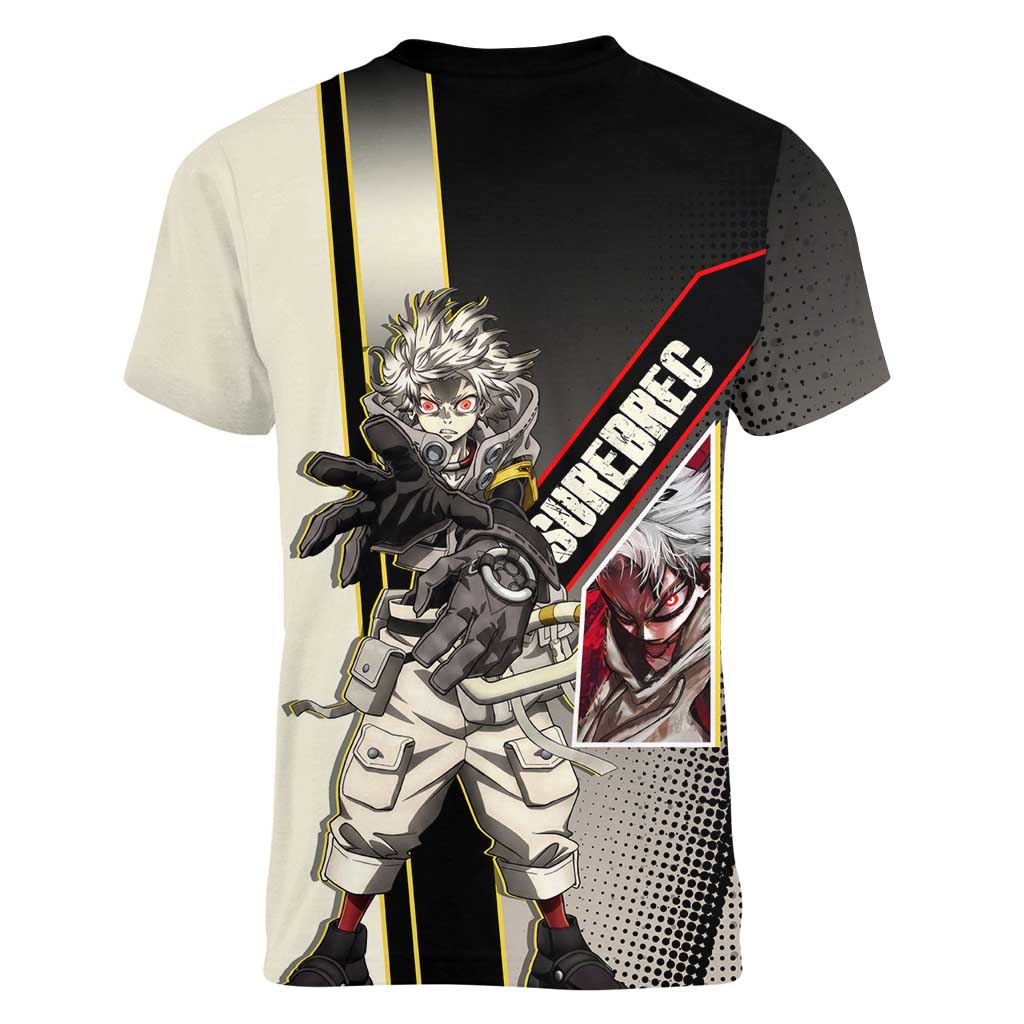 Rudo Surebrec Women V-Neck T-Shirt Grunge Manga Illustration Style