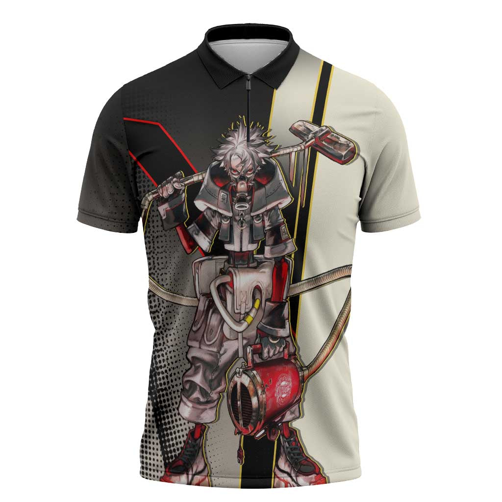 Rudo Surebrec Zipper Polo Shirt Grunge Manga Illustration Style
