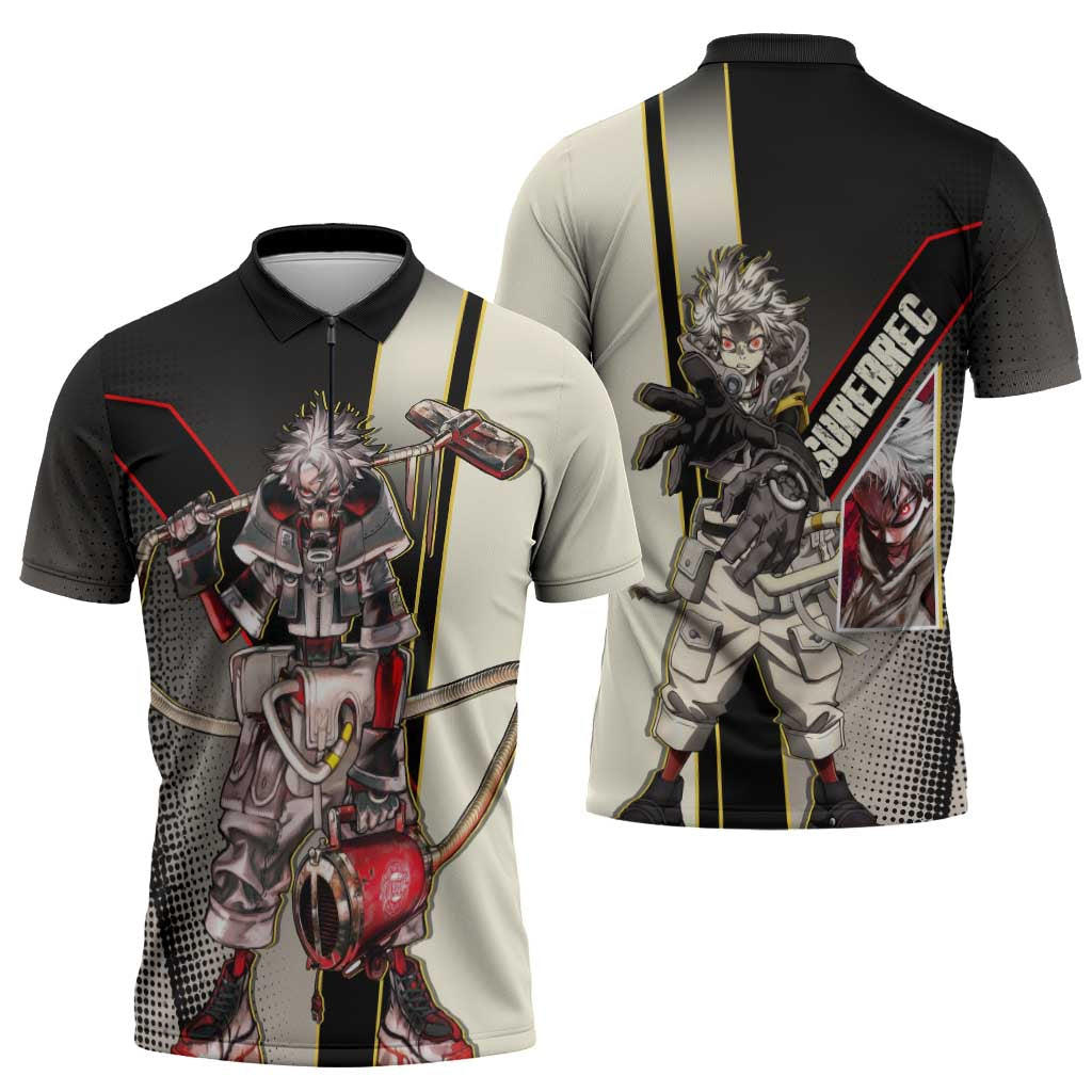 Rudo Surebrec Zipper Polo Shirt Grunge Manga Illustration Style