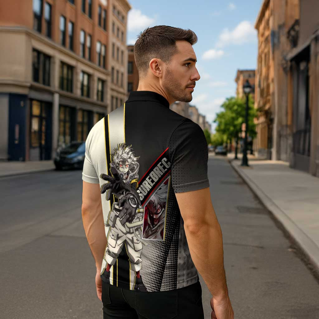 Rudo Surebrec Zipper Polo Shirt Grunge Manga Illustration Style