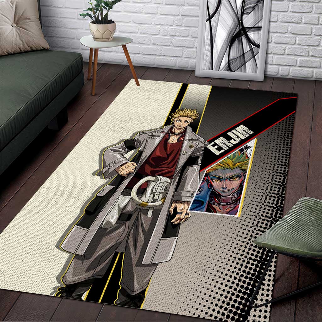 Enjin Crimson Strategist Area Rug Grunge Manga Illustration Style