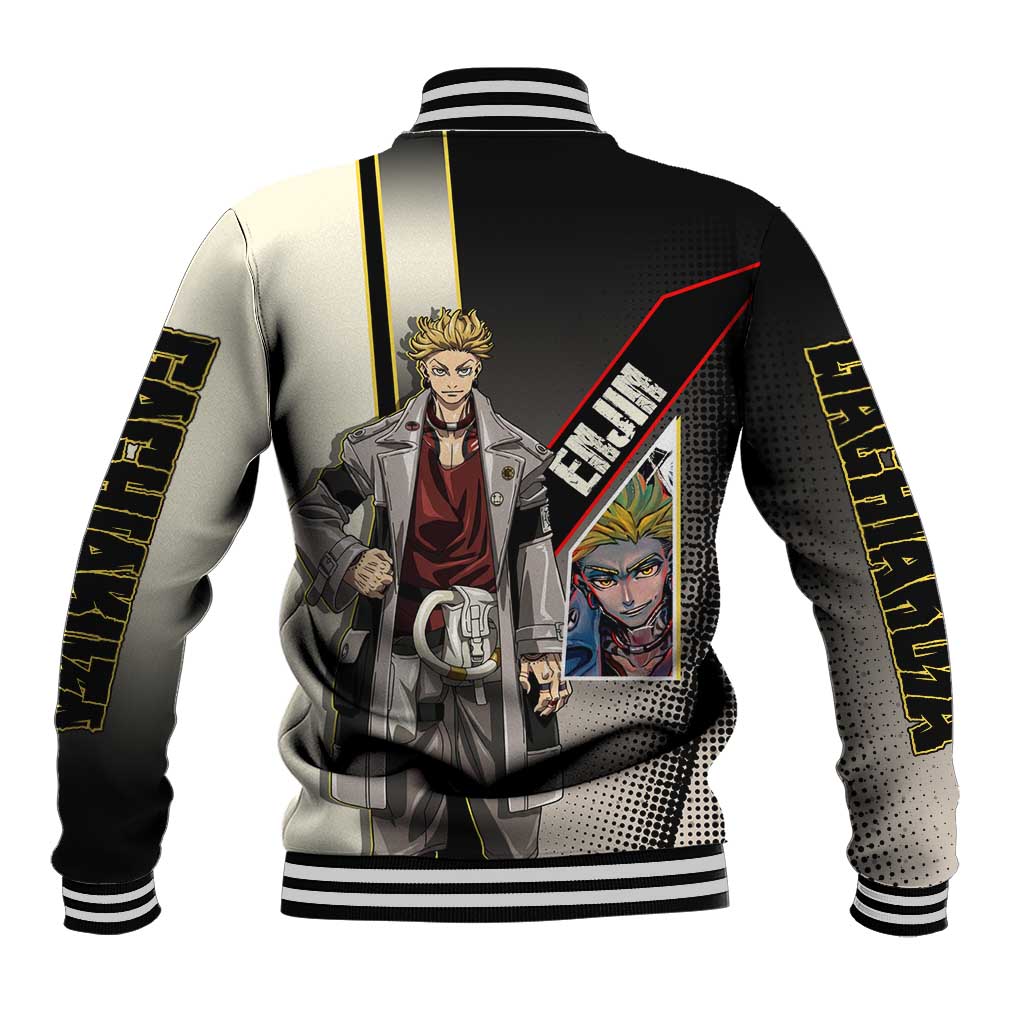 Enjin Crimson Strategist Baseball Jacket Grunge Manga Illustration Style