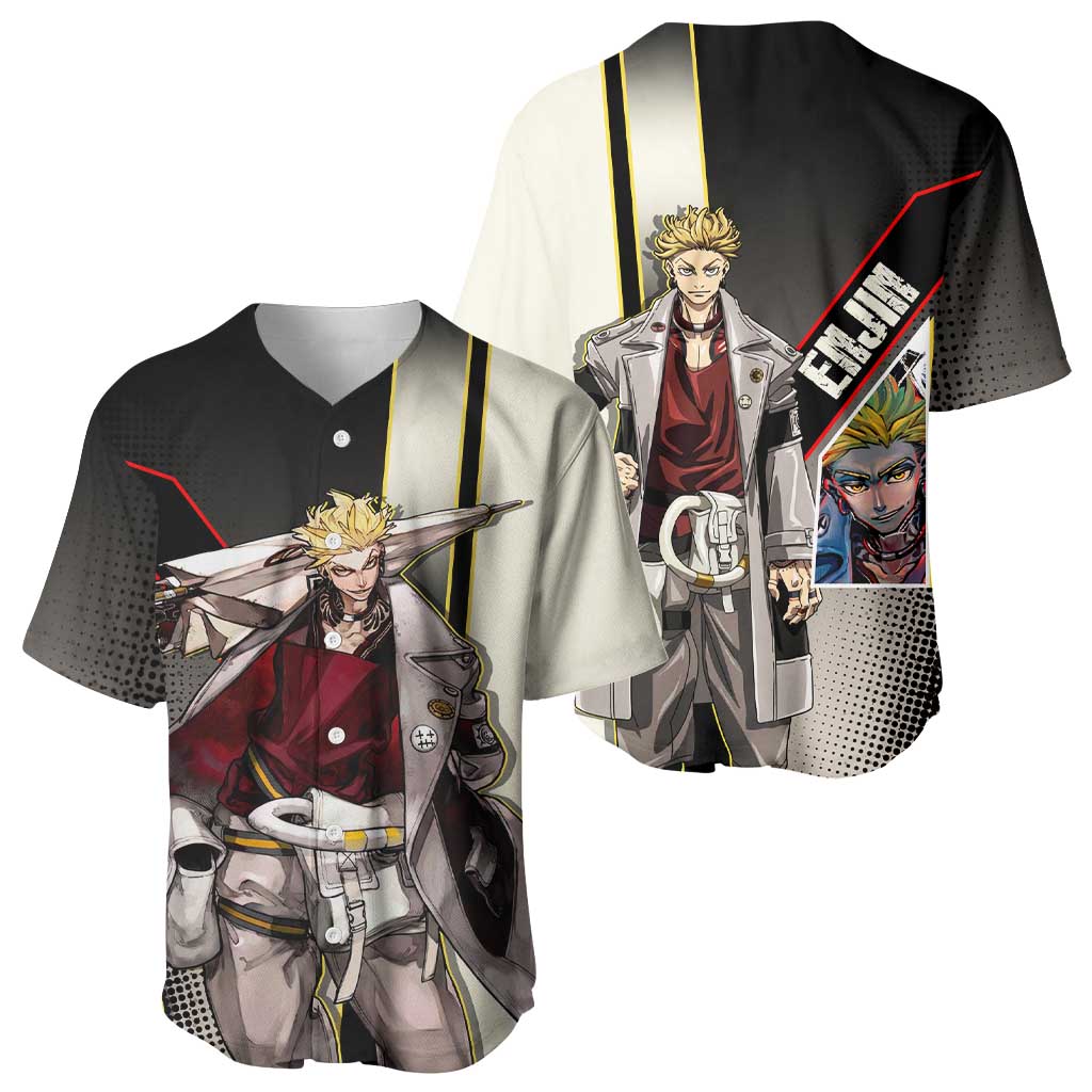 Enjin Crimson Strategist Baseball Jersey Grunge Manga Illustration Style